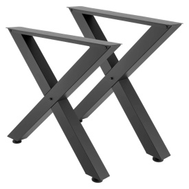 Picioare de masa, 750 mm inaltime x 760 mm latime, picioare de mobilier din otel, design modular, asamblare usoara, sarcina maxima 1000 kg, pentru birou, mese de bar, banc de lucru, 2 bucati, cadru în X, culoare negru - Img 10