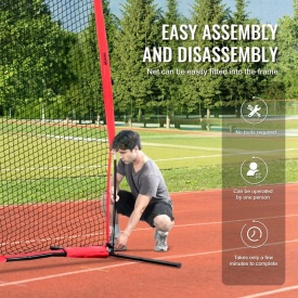 Plasa de protectie VEVOR Barricade Backstop, plasa de bariera pentru sporturi cu minge de 6 x 3 m, echipament portabil de antrenament cu geanta de transport, protectie pentru antrenament de baseball, softball, lacrosse, fotbal, hochei, pentru curte - Img 5