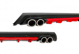 Prelungire bara spate universal , ELITE B Design, negru cu rosu, ornamente toba rotunde - Img 1