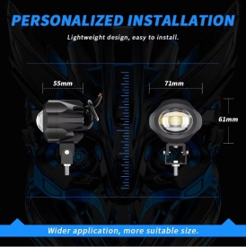Proiector cu LED, 20W, Faza scurta, faza lunga, Alb + Galben, 9V - 60V, pentru Moto, ATV, Off-Road - Img 2