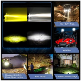 Proiector cu LED, 30W, Faza scurta, faza lunga, Alb + Galben, 9V - 60V, pentru Moto, ATV, Off-Road - Img 4