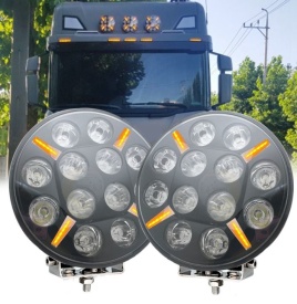 Proiector cu led camion faza lunga si pozitie, diametru 228mm, 12V-24V, pozitie portocaliu - Img 5
