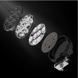 Proiector LED rotund, 12-24V universal, lumina alba, pozitie galbena, 1500LM, pentru camioane tractor rollbar offroad ATV jeep utilaje agricole - Img 4