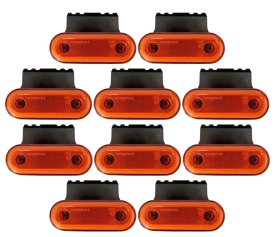 Set 10X Lampa gabarit lateral, LED, Neon Efect, cu Suport, Galben, Forma Ovala, 12-24V