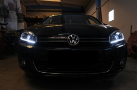 Set 2 Faruri LED compatibil VW Golf 6 VI (2008-2013) Facelift G7.5 Look Silver Semnalizare Secventiala - Img 6