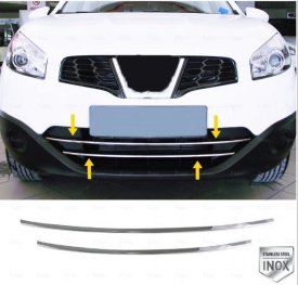 Set 2 ornamente inox grila inferioara compatibil cu Nissan Qashqai, Qashqai +2 2010-2014 - Img 2