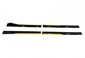 Set 2 Prelungiri praguri tuning 210 cm, negru lucios cu buza galbena - Img 4