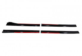 Set 2 Prelungiri praguri tuning 210 cm, negru lucios cu buza rosie - Img 3