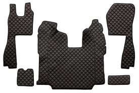 Set covorase camion, piele ecologica compatibil cu SCANIA R 2010-2016 Negru cusatura rosie, AUTOMAT, scaune normale
