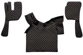 Set covorase camion, piele ecologica compatibil cu VOLVO FH12 FH 16 2002-2012 Negru cusatura rosie, AUTOMAT