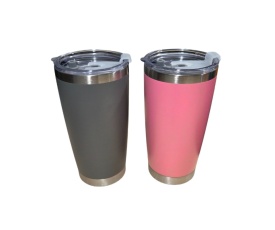 Set Cuplu Termos din otel inoxidabil Gri si Roz, 600 ml cu perete dublu