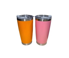 Set Cuplu Termos din otel inoxidabil Portocaliu si Roz, 600 ml cu perete dublu
