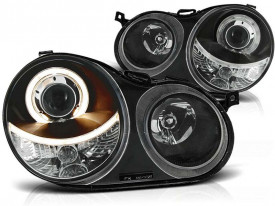 Set faruri Angel Eyes Halo Rims compatibil cu VW Polo 9N 2001-2005 Negru - Img 1