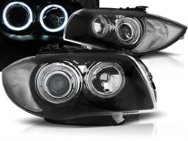 Set Faruri compatibil cu BMW Seria 1 E81 E82 E87 E88 2004-2011 Angel Eyes Negru - Img 2