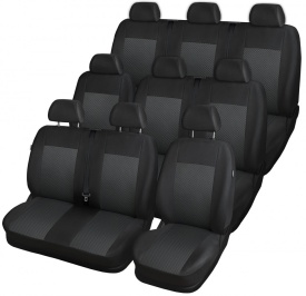Set huse auto pentru scaune compatibile cu VW Transporter T5 2004-2014 8+1 locuri, Jacquard negru - Img 2