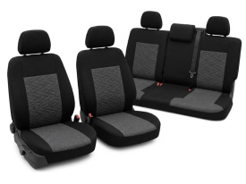 Set huse auto pentru scaune compatibile OPEL ZAFIRA B 2005-2012 5 locuri, material textil, negru cu gri, Lichidare stoc!