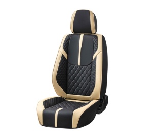 Set huse scaune auto compatibil Audi A4 B6 B7 2000-2007, fata-spate, Piele ecologica Negru cu crem - Img 2