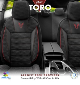 Set huse scaune auto compatibil Dacia Duster 2010-2017, fata-spate, Otom Luxury, Toro Sport Design, material textil cu piele ecologica - Img 3