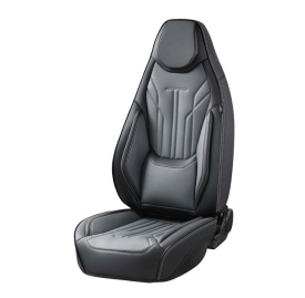 Set huse scaune auto compatibil Mitsubishi ASX 2010->, fata-spate, piele ecologica cu tetiera integrata, negru cu gri - Img 2