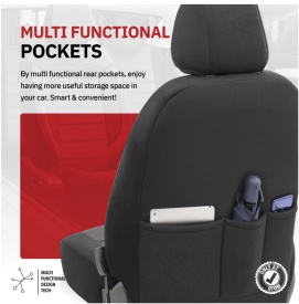 Set huse scaune auto compatibil Opel Astra H 2004-2010, fata-spate,Otom Luxury, Comfort Line material textil cu piele ecologica, culoare negru cu cusaturi rosii - Img 3