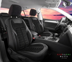 Set huse scaune auto compatibil Renault Fluence 2009-2016, fata-spate, piele ecologica cu imitatie de alcantara, negru - Img 2