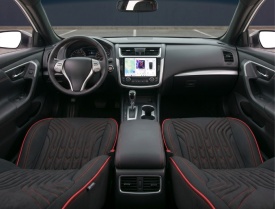 Set huse scaune auto compatibil Suzuki SX4 2013-2020, fata-spate, material textil negru cu cusatura rosie - Img 6