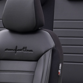 Set huse scaune auto compatibil Suzuki SX4 2021->, fata-spate, Otom Luxury, Comfort Line material textil cu piele ecologica, culoare negru cu cusaturi negre - Img 3