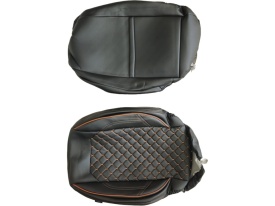 Set huse scaune auto, dedicate VW Golf 7 VII 2013-2020, piele ecologica neagra si cusatura maro in romb - Img 5