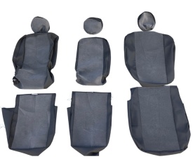Set huse scaune auto fata 2+1 compatibile cu VW Crafter 2017->, material textil, negru cu gri, Van, Doka - Img 5