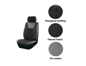 Set huse scaune auto universale de lux, fata-spate, piele ecologica si alcantara, culoare negru cu gri - Img 5