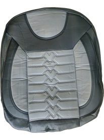Set huse scaune auto, universale, fata-spate, bancheta fractionata, piele ecologica, negru cu gri - Img 1
