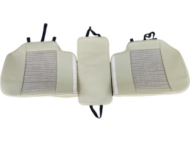 Set huse scaune auto universale, piele ecologica bej cu material textil bej, fata-spate - Img 3