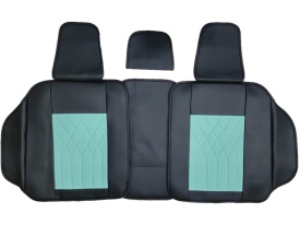 Set huse scaune auto universale, piele ecologica turcoaz cu negru, Luxury, fata-spate - Img 3