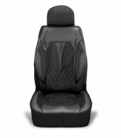 Set huse scaune auto universale seria SIDNEY, material textil negru si piele ecologica neagra, fata-spate, compatibil airbag - Img 4