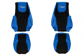 Set huse scaune camion compatibil cu DAF XF XG XG+ 2021->, Albastru, piele ecologica cu velur