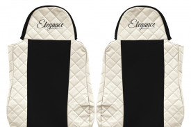 Set huse scaune camion compatibil cu DAF XF95 XF105 CF LF 1997-2013, Negru cu crem, piele ecologica cu velur - Img 2