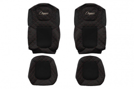 Set huse scaune camion compatibil cu FORD F-MAX 2018->, Negru cusatura rosie, piele ecologica cu velur