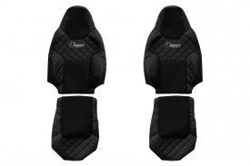 Set huse scaune camion compatibil cu MAN TGX 2020->, Negru, piele ecologica cu velur - Img 1