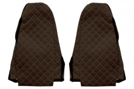 Set huse scaune camion compatibil cu SCANIA Seria R G P 2005-2016, Maro, piele ecologica cu velur, tetiere integrate - Img 5