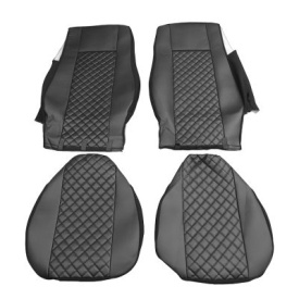 Set huse scaune camion compatibile cu DAF XF 106 euro 6 2012->, piele ecologica neagra - Img 3