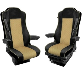 Set huse scaune camion compatibile cu DAF XF euro 6 2012->, piele ecologica negru cu crem