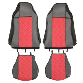Set huse scaune camion compatibile cu IVECO STRALIS S-WAY 2021->, piele ecologica negru cu rosu - Img 7