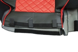 Set huse scaune camion compatibile cu MAN TGX 2007-2021, piele ecologica negru cu rosu - Img 8