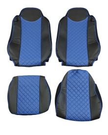 Set huse scaune camion compatibile cu MAN TGX 2007-2021, piele ecologica negru cu albastru - Img 4