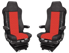 Set huse scaune camion compatibile cu MAN TGX II 2021->, piele ecologica negru cu rosu