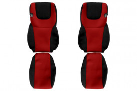 Set huse scaune camion compatibile DAF XF euro 6 2012-> , material textil negru cu rosu - Img 2