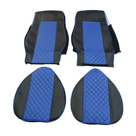 Set huse scaune camion compatibile DAF XF euro 6 2012->, piele ecologica, negru cu albastru - Img 5