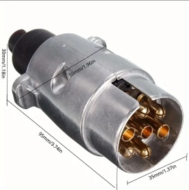 Stecher 7 pini din metal pentru priza de rulote sau remorci cu montaj pe cablu, 12V - Img 2