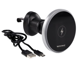 Suport auto magnetic pentru telefon, prindere in grila aer, cu incarcator inductiv de 15W + cablu USB > USB-C 100 cm - Img 2