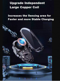 Suport auto pentru telefon inteligent, cu incarcator wireless, incarcator fara fir pentru masina - Img 4